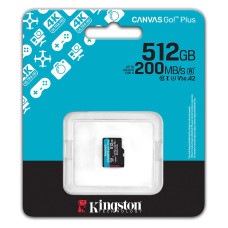 Карта пам'яті microSDXC (UHS-1 U3) Kingston Canvas Go! Plus 512Gb class 10 A2 V30 (R200MB/s, W-160MB/s)