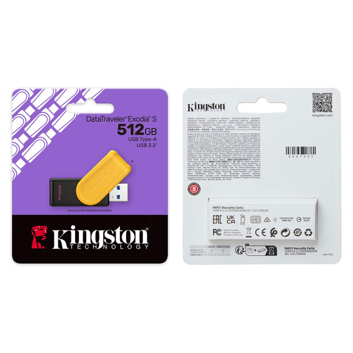 Флеш-накопичувач Kingston USB 3.2 DT Exodia S 512GB Black/Yellow
