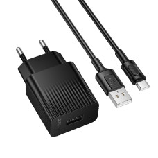 Мережевий зарядний пристрій з кабелем BOROFONE BAS71A Source single-port charger set(Type-C) Black