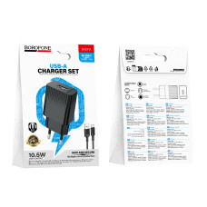 Мережевий зарядний пристрій з кабелем BOROFONE BAS71A Source single-port charger set(Type-C) Black