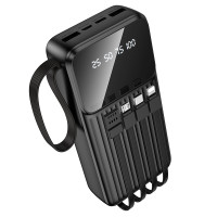 Зовнішній акумулятор BOROFONE BJ76A Smart power bank with 4 cables(20000mAh) Black