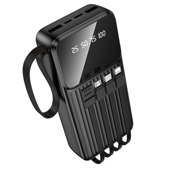 Зовнішній акумулятор BOROFONE BJ76A Smart power bank with 4 cables(20000mAh) Black