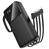 Зовнішній акумулятор BOROFONE BJ76A Smart power bank with 4 cables(20000mAh) Black