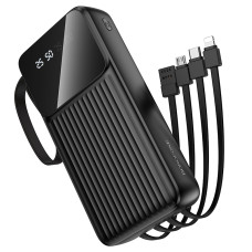 Зовнішній акумулятор BOROFONE BJ76A Smart power bank with 4 cables(20000mAh) Black