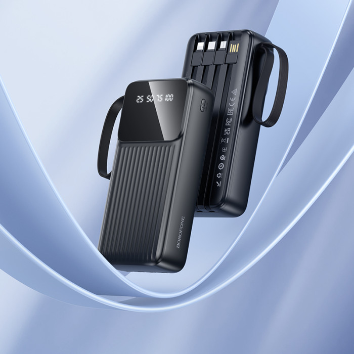 Зовнішній акумулятор BOROFONE BJ76A Smart power bank with 4 cables(20000mAh) Black