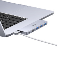USB-хаб Baseus UltraJoy Series 5-Port HUB Space Grey (USB-C*2 to USB-C 40Gbps*1+HDMI 4K@30Hz*1+USB3.0*3）
