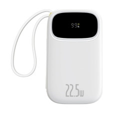 Зовнішній акумулятор Baseus EnerFill FC31 Digital Display Power Bank with 2 Built-in Cables 20000mAh 22.5W Moon White