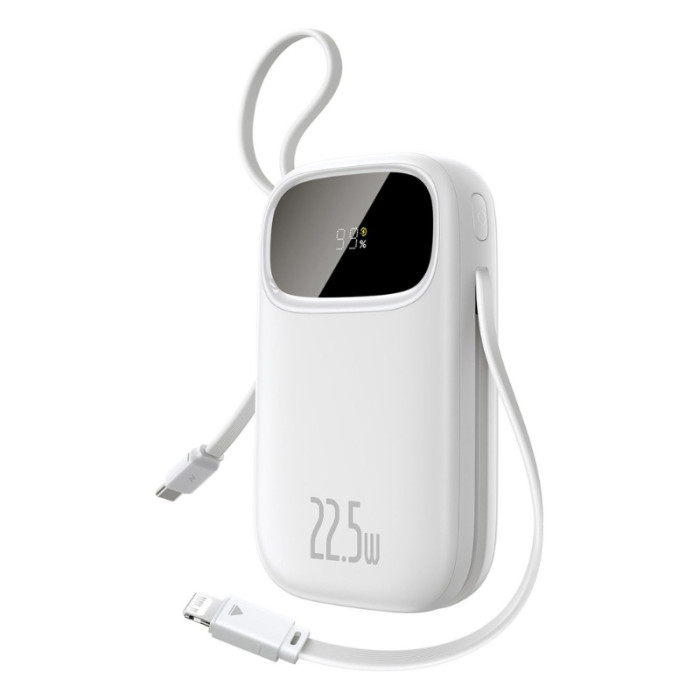 Зовнішній акумулятор Baseus EnerFill FC31 Digital Display Power Bank with 2 Built-in Cables 20000mAh 22.5W Moon White