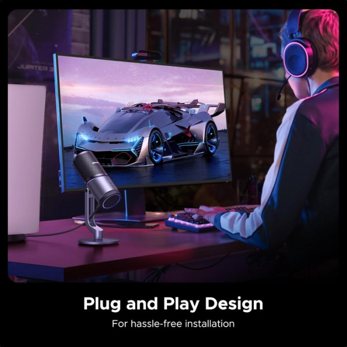 Мікрофон настільний UGREEN CM769 Desktop RGB 24-bit 96kHz ANS (USB-A) Вark Пray