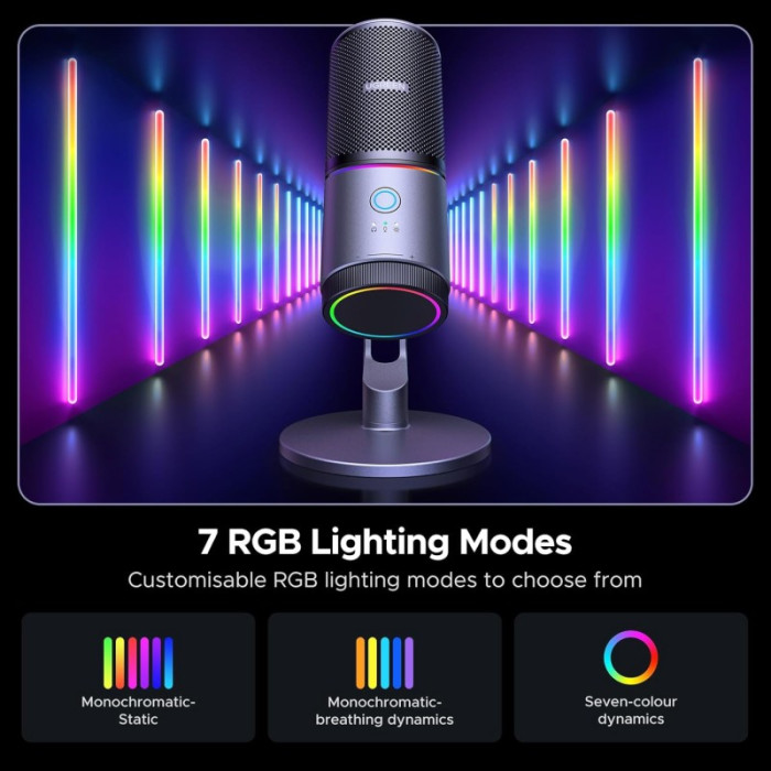 Мікрофон настільний UGREEN CM769 Desktop RGB 24-bit 96kHz ANS (USB-A) Вark Пray