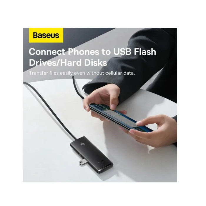 USB-хаб Baseus Lite Series 4-Port Type-C HUB Adapter (Type-C to USB 3.0*4 ) 1m Black