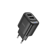 Мережевий зарядний пристрій HOCO C141A Smart dual-port charger Black