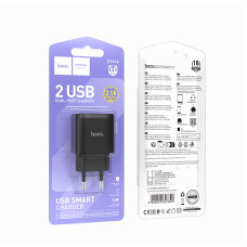 Мережевий зарядний пристрій HOCO C141A Smart dual-port charger Black