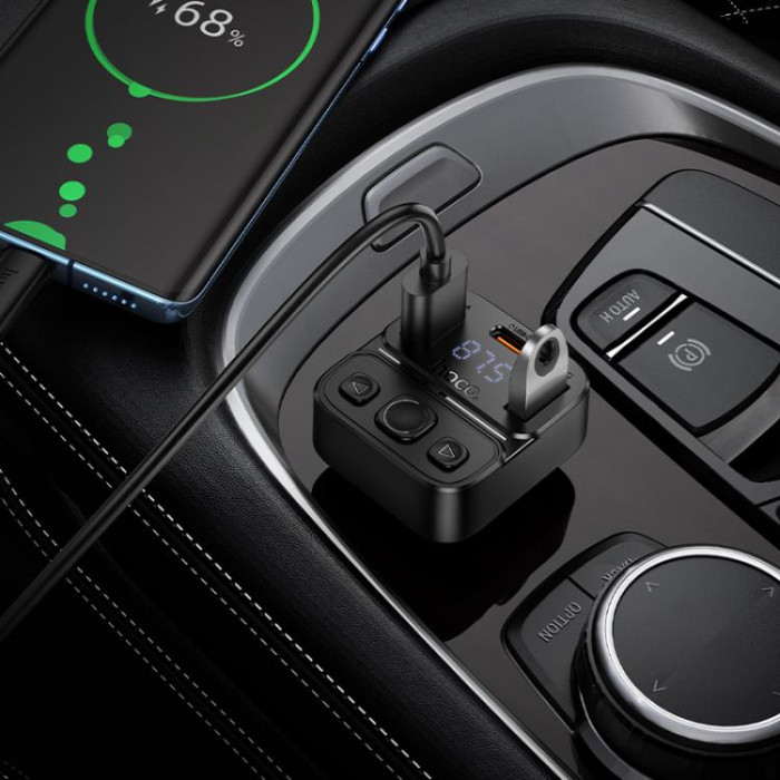 АЗП з FM-модулятором HOCO E87 Delta 35W(1A1C) car BT FM transmitter