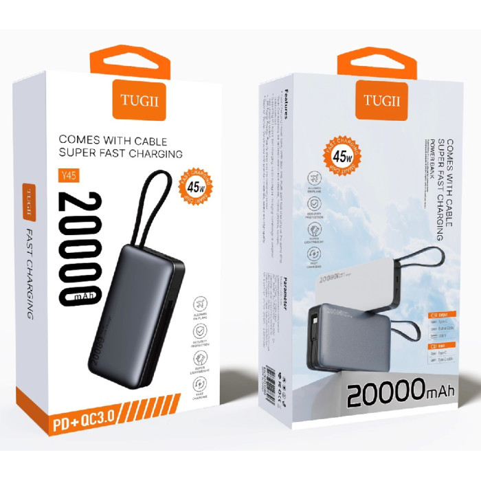 Зовнішній акумулятор WUW TUGII-Y45 （PD45W) 20000mAh Black