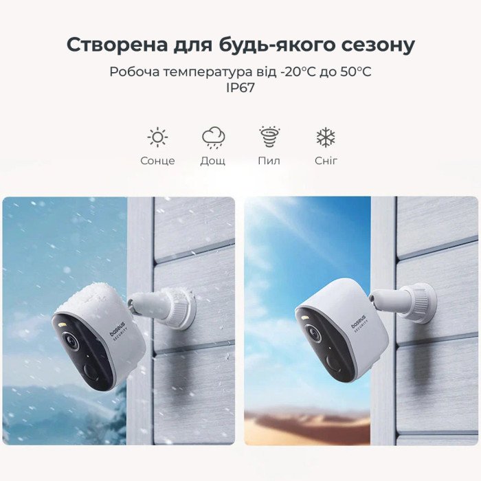 IP-камера відеоспостереження Baseus Security N1 Plus Outdoor Camera 2K 2-Cam Kit White EU