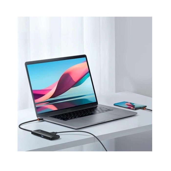 USB-хаб Baseus Lite Series 4-Port USB-A HUB Adapter (USB-A to USB 3.0*4) 25cm Black