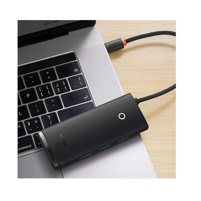USB-хаб Baseus Lite Series 4-Port USB-A HUB Adapter (USB-A to USB 3.0*4) 25cm Black