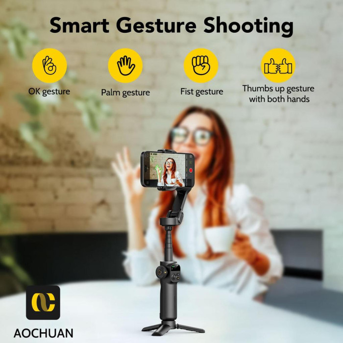 Триосьовий стабілізатор AOCHUAN Professional Gimbal Stabilizer for Smartphone Smart X2 Чорний