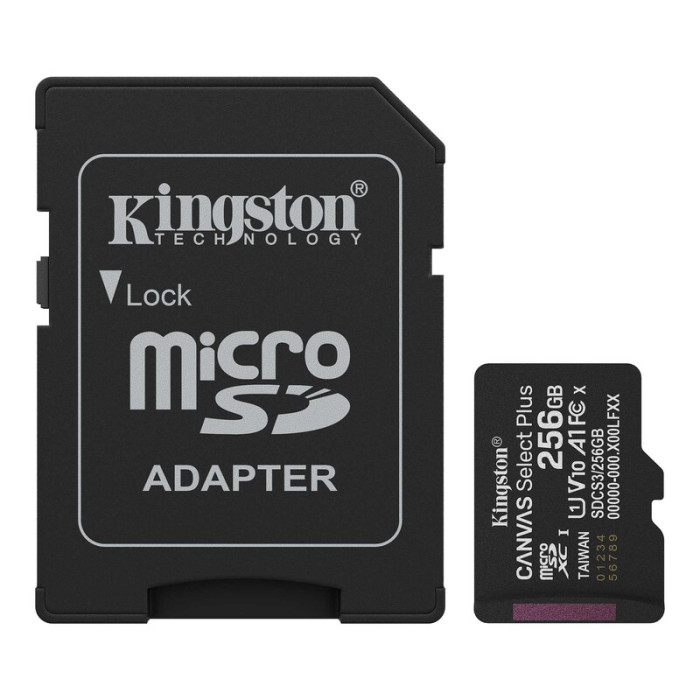 Карта пам'яті microSDXC (UHS-1) Kingston Canvas Select Plus Gen3 256Gb class 10 А1 (R-150MB/s) (adapter SD)