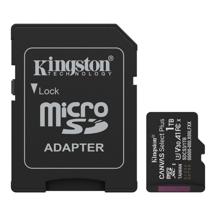 Карта пам'яті microSDXC (UHS-1 U3) Kingston Canvas Select Plus Gen3 1Tb class 10 А1 V30 (R-150MB/s) (adapter SD)