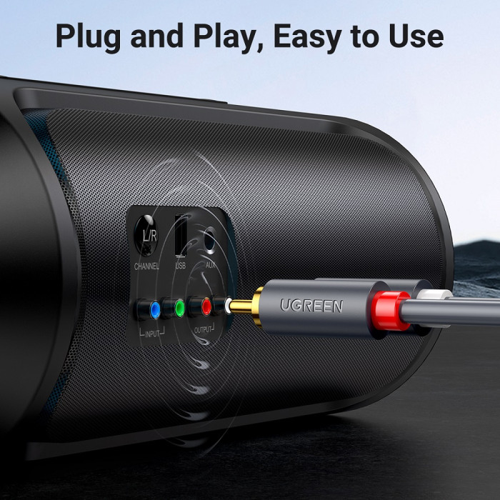 Аудіокабель UGREEN AV104, 2RCA Male to 2RCA Male, ABS, 5m Black