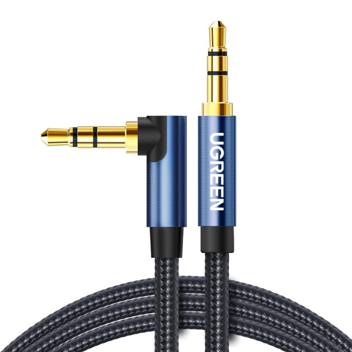 Аудіокабель UGREEN AV112, 3.5mm Male to 3.5mm Male, nylon braid, 2m, Blue