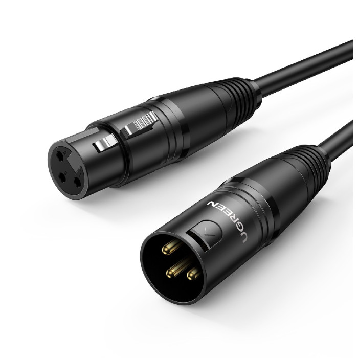 Аудіокабель UGREEN AV130 Cannon Male to Female Microphone Extension Audio Cable 5m Black