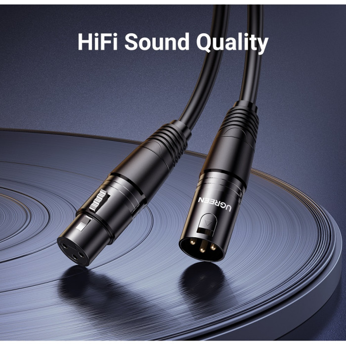 Аудіокабель UGREEN AV130 Cannon Male to Female Microphone Extension Audio Cable 5m Black