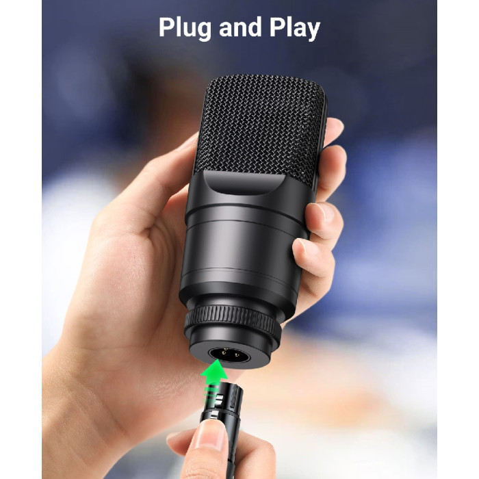 Аудіокабель UGREEN AV130 Cannon Male to Female Microphone Extension Audio Cable 5m Black