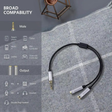 Аудіокабель UGREEN AV141 3.5mm male to 2 3.5mm female, 0,2m Black