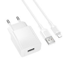 Мережевий зарядний пристрій з кабелем BOROFONE BAS71A Source single-port charger set(iP) White