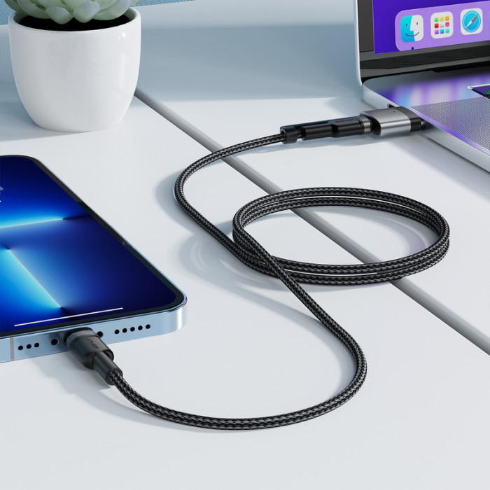 Кабель ACEFAST C22-05 USB-C to USB-C / magnetic aluminum alloy charging data cable Black