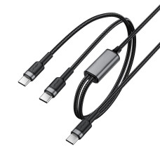 Кабель ACEFAST C22-02 USB-C to 2*USB-C 100W aluminum alloy charging data cable Black