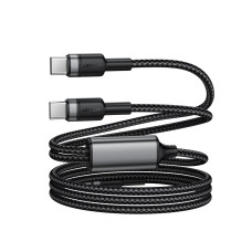 Кабель ACEFAST C22-02 USB-C to 2*USB-C 100W aluminum alloy charging data cable Black