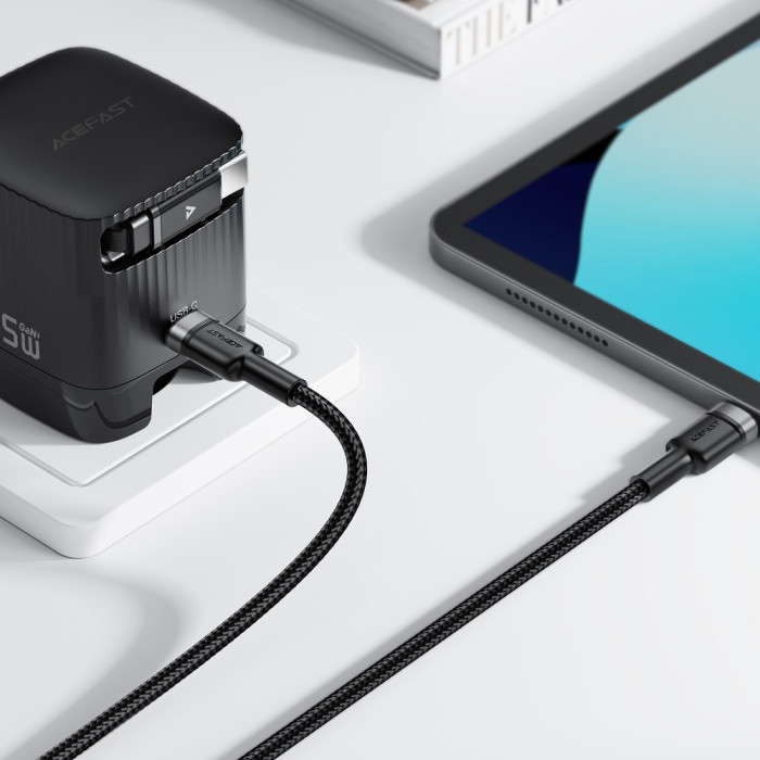 Кабель ACEFAST C22-02 USB-C to 2*USB-C 100W aluminum alloy charging data cable Black