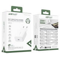 Мережевий зарядний пристрій ACEFAST A130 PD20W single USB-C charger White