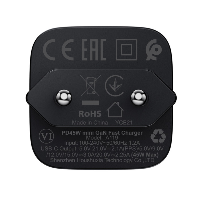 Мережевий зарядний пристрій ACEFAST A119 PD45W mini GaN USB-C fast charger
