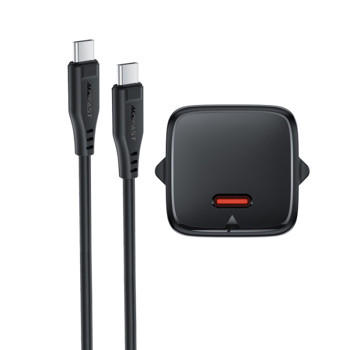Мережевий зарядний пристрій ACEFAST A118 PD30W mini GaN USB-C fast charger Black