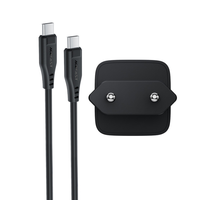 Мережевий зарядний пристрій ACEFAST A118 PD30W mini GaN USB-C fast charger Black