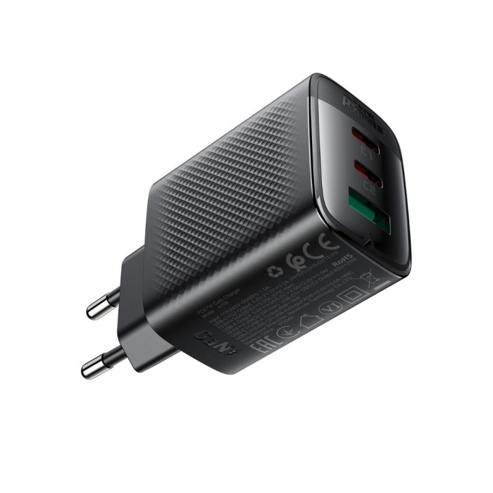 Мережевий зарядний пристрій ACEFAST A108 PD67W GaN (2*USB-C+USB-A) charger Black