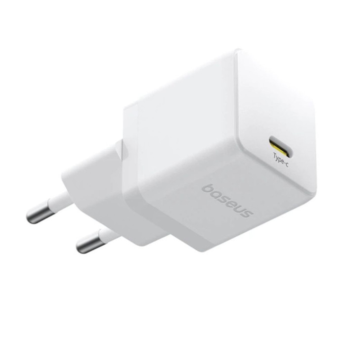 Мережевий зарядний пристрій з кабелем Baseus Palm Fast Charger 1C 20W EU Moon White set USB-C to iP 20W 1m