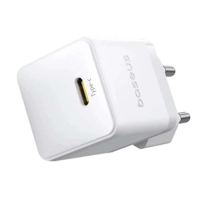 Мережевий зарядний пристрій з кабелем Baseus Palm Fast Charger 1C 20W EU Moon White set USB-C to iP 20W 1m