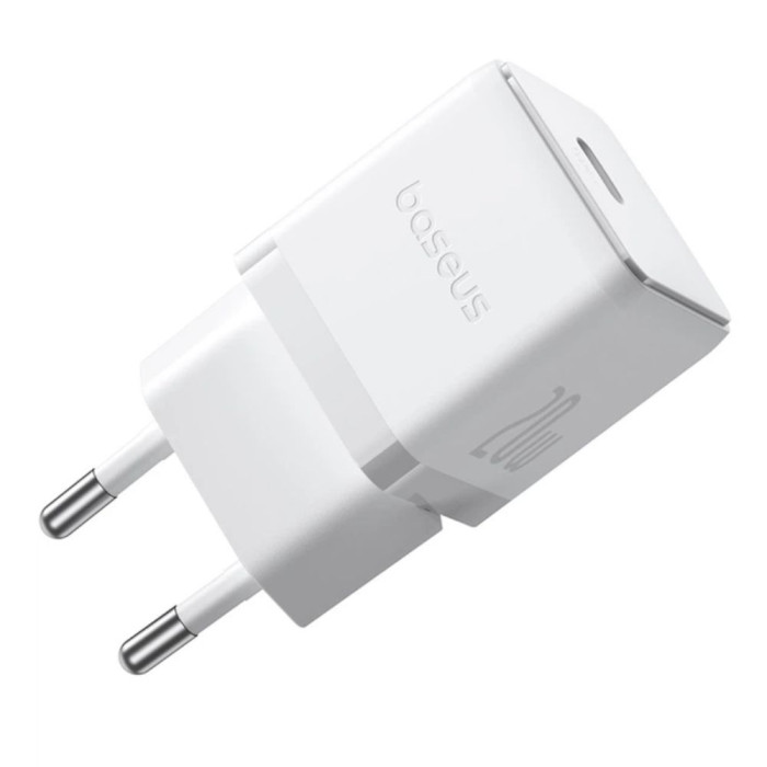 Мережевий зарядний пристрій з кабелем Baseus Palm Fast Charger 1C 20W EU Moon White set USB-C to iP 20W 1m