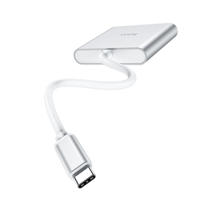 USB-хаб HOCO HB14 Easy use Type-C adapter(Type-C to USB3.0+HDMI+PD) Silver
