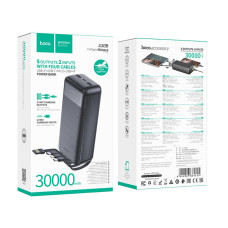 Зовнішній акумулятор HOCO J163B Wonderful power bank with 4 cables(30000mAh) Black