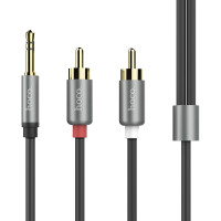Аудіокабель HOCO UPA10 3.5mm male to double lotus RCA, TPE, 1.5m, Metal Gray