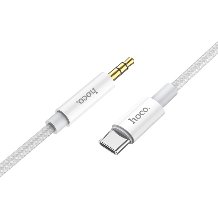 Аудіокабель HOCO UPA19 Type-C to 3.5mm male, nylon braid, 1m, Silver