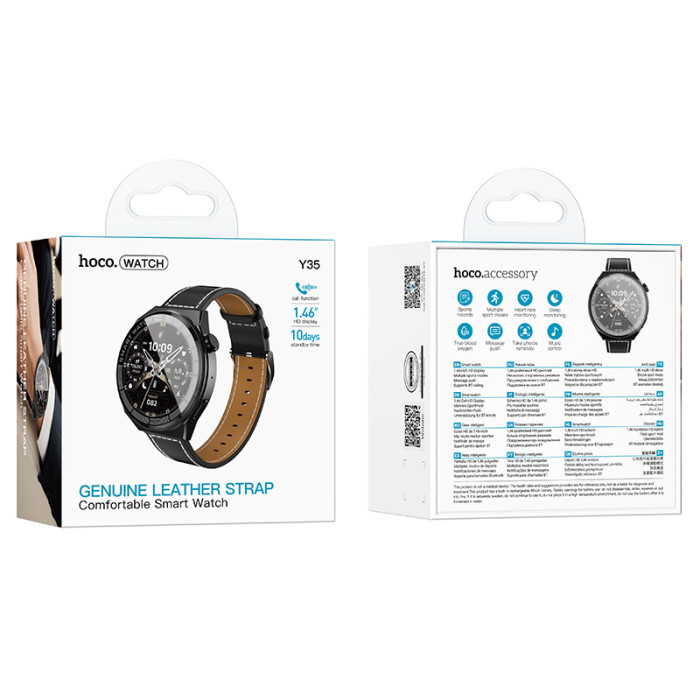 Смарт-годинник HOCO Y35 36mm. 250 mAh. IP67 Smart sports watch(call version) Black