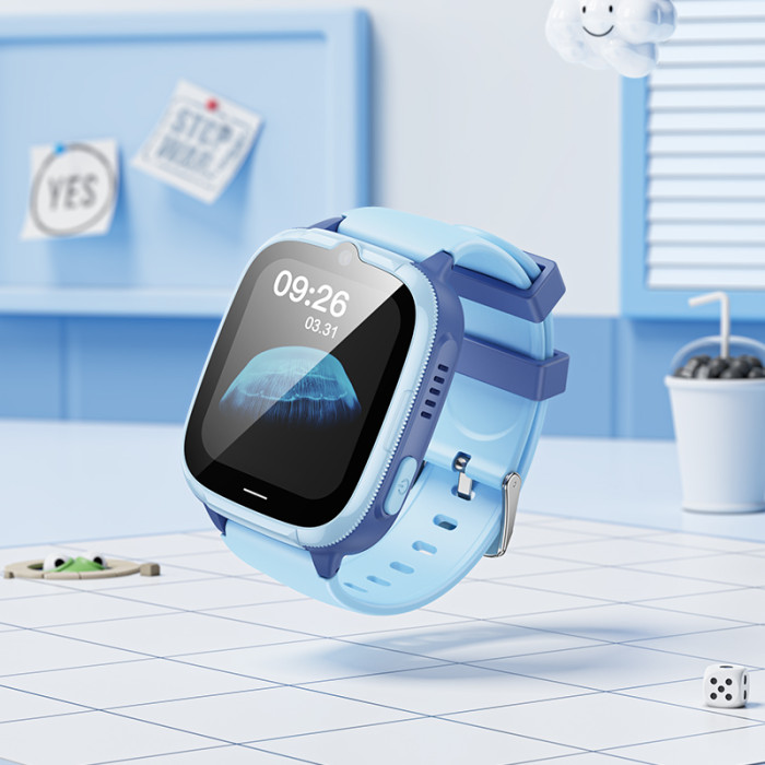 Дитячий смарт-годинник HOCO Y106 4G 46mm. 730 mAh children phone watch Blue
